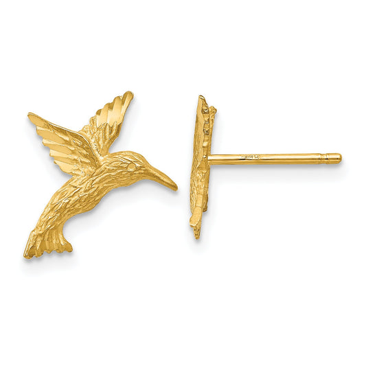 14K Gold Hummingbird Stud Earrings