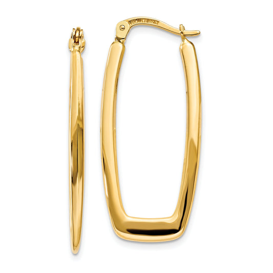 14K Gold Rectangle Hoop Earrings
