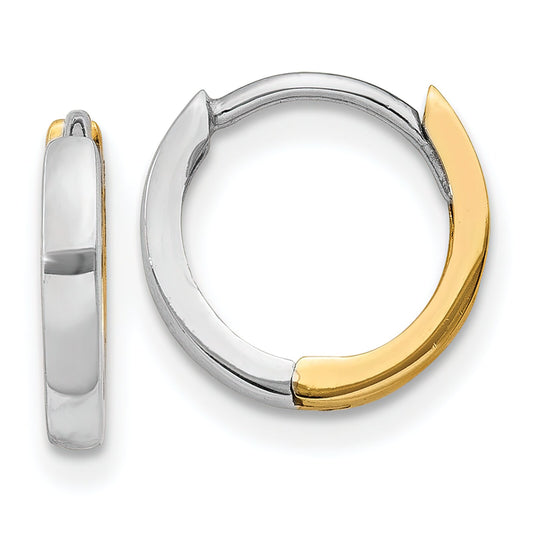 14K Two Tone Gold Hinged Hoop Earrings