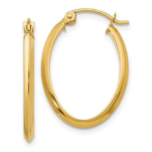 14K Gold Oval Hoop Earrings