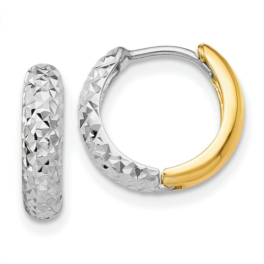 14K Two Tone Gold Hoop Earrings