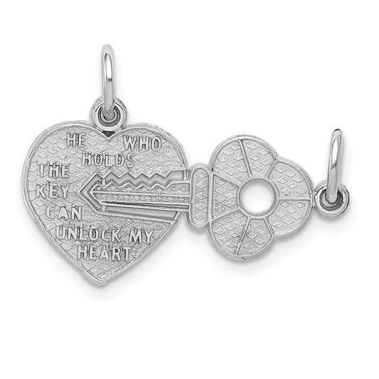 14K White Gold Key & Heart Break Apart Charm