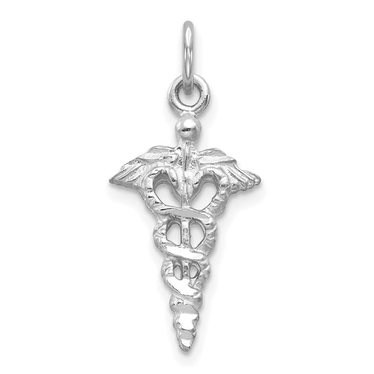 14K White Gold Caduceus Charm