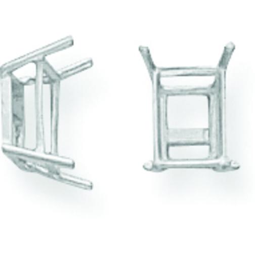 14K White Gold 4 Prongs Emerald Cut Wire Basket Setting (3.00x5.00 to 7.00x9.00mm)