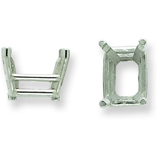 14K White Gold 4 Prongs Emerald Cut Low Basket Setting (2.25x3.25 to 6.00x8.00mm)