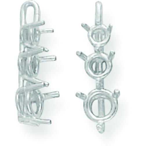 14K White Gold Round 3 Stone Pendant Setting (2.20 to 5.80mm Stones)