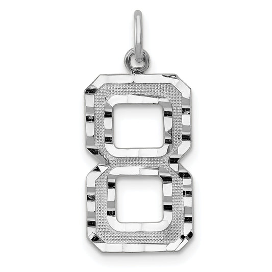 14K White Gold Large Diamond Cut Number 8 Charm