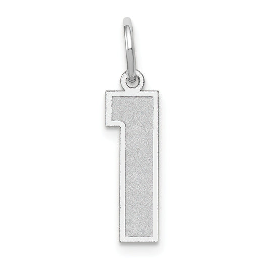 14K White Gold Medium Satin Number 1 Charm