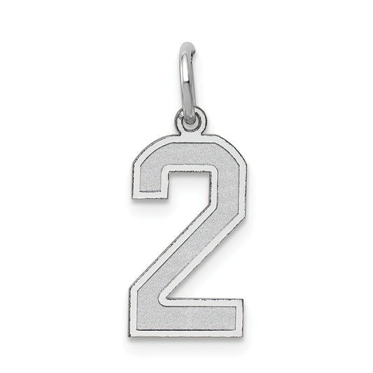 14K White Gold Medium Satin Number 2 Charm