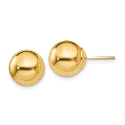 14K Gold Ball Stud Earrings 10mm
