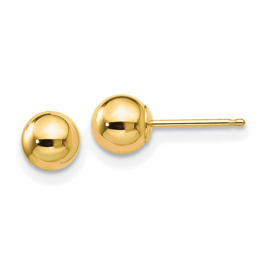 14K Gold Ball Stud Earrings 5mm