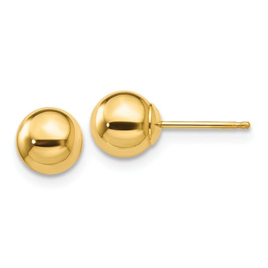 14K Gold Ball Stud Earrings 6mm
