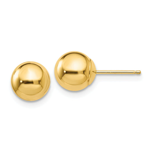 14K Gold Ball Stud Earrings 7mm