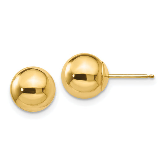 14K Gold Ball Stud Earrings 8mm
