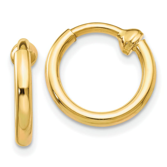 14K Gold Clip On Hoop Earrings