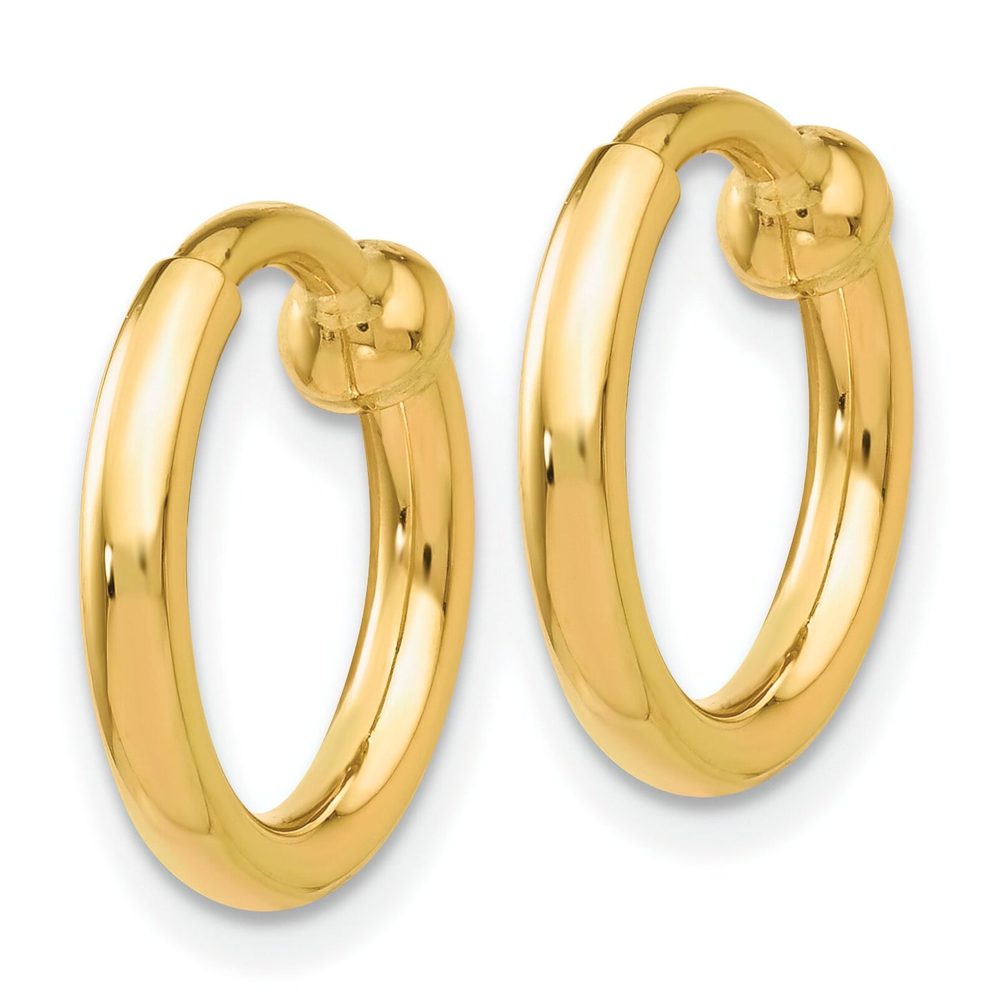 14K Gold Clip On Hoop Earrings