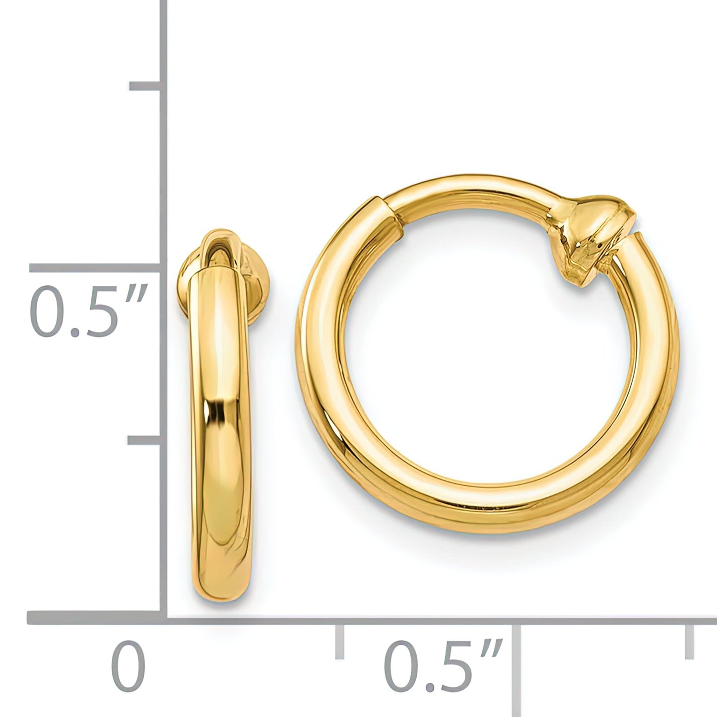 14K Gold Clip On Hoop Earrings