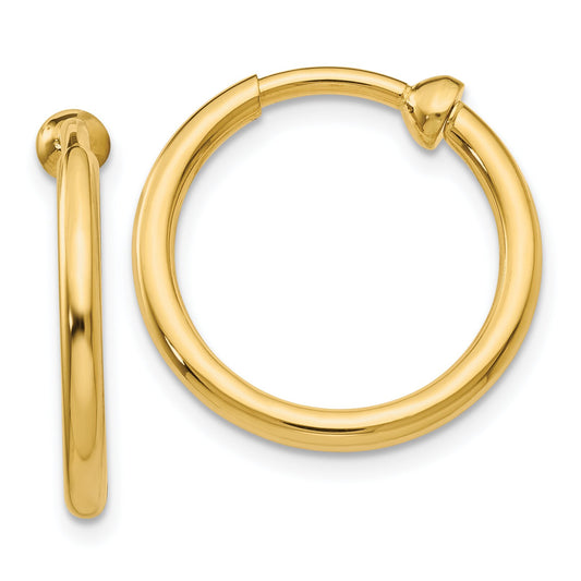 14K Gold Clip On Hoop Earrings