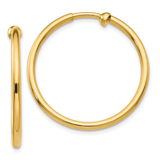 14K Gold Clip On Hoop Earrings