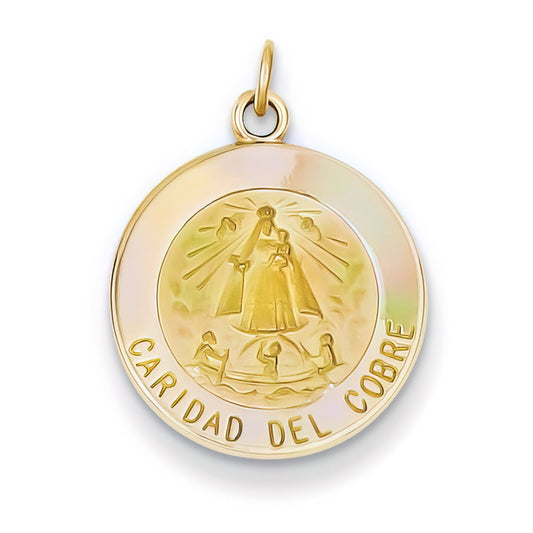 14K Gold Caridad Del Cobre Medal Charm