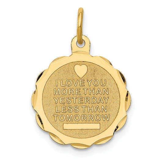 14K Gold I Love You More Than Yesterday Charm