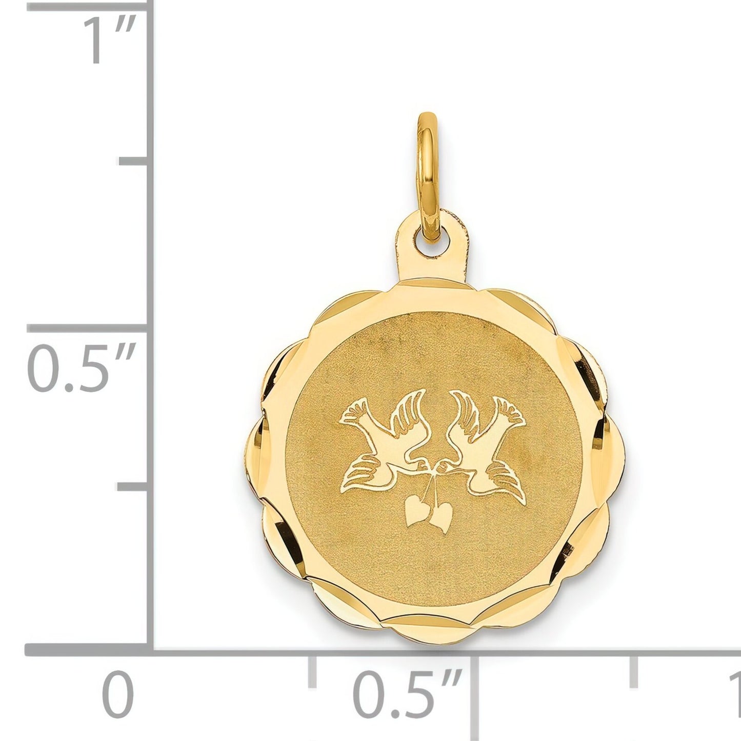 14K Gold Love Birds Disc Charm