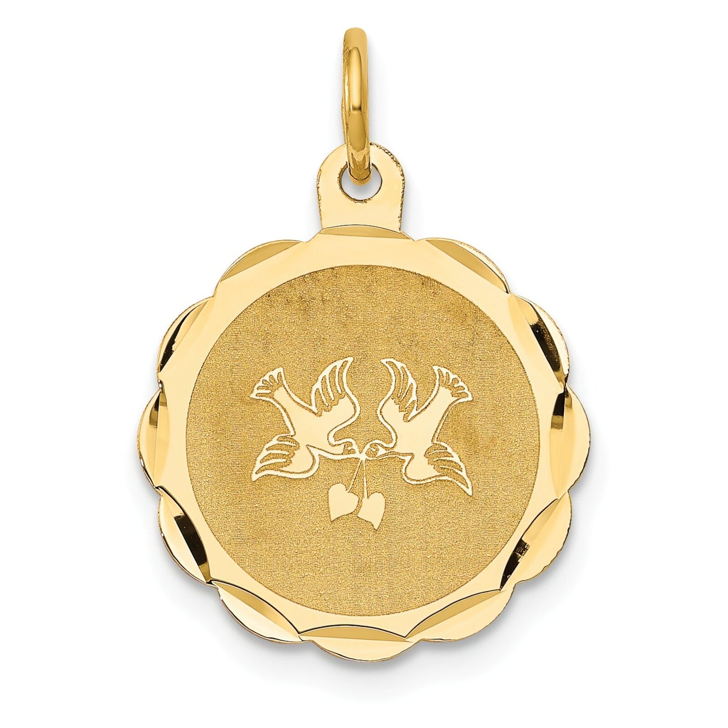 14K Gold Love Birds Disc Charm
