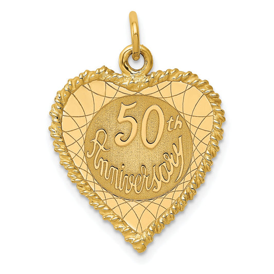 14K Gold 50th Anniversary Heart Charm