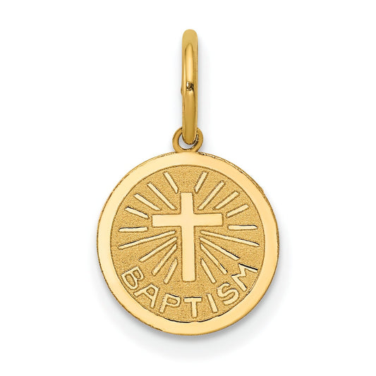 14K Gold Baptism Cross Charm