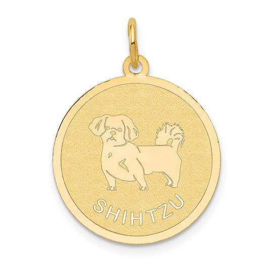 14K Gold Shih Tzu Disc Charm