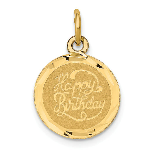 14K Gold Happy Birthday Disc Charm