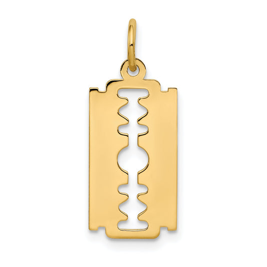 14K Gold Razor Blade Charm