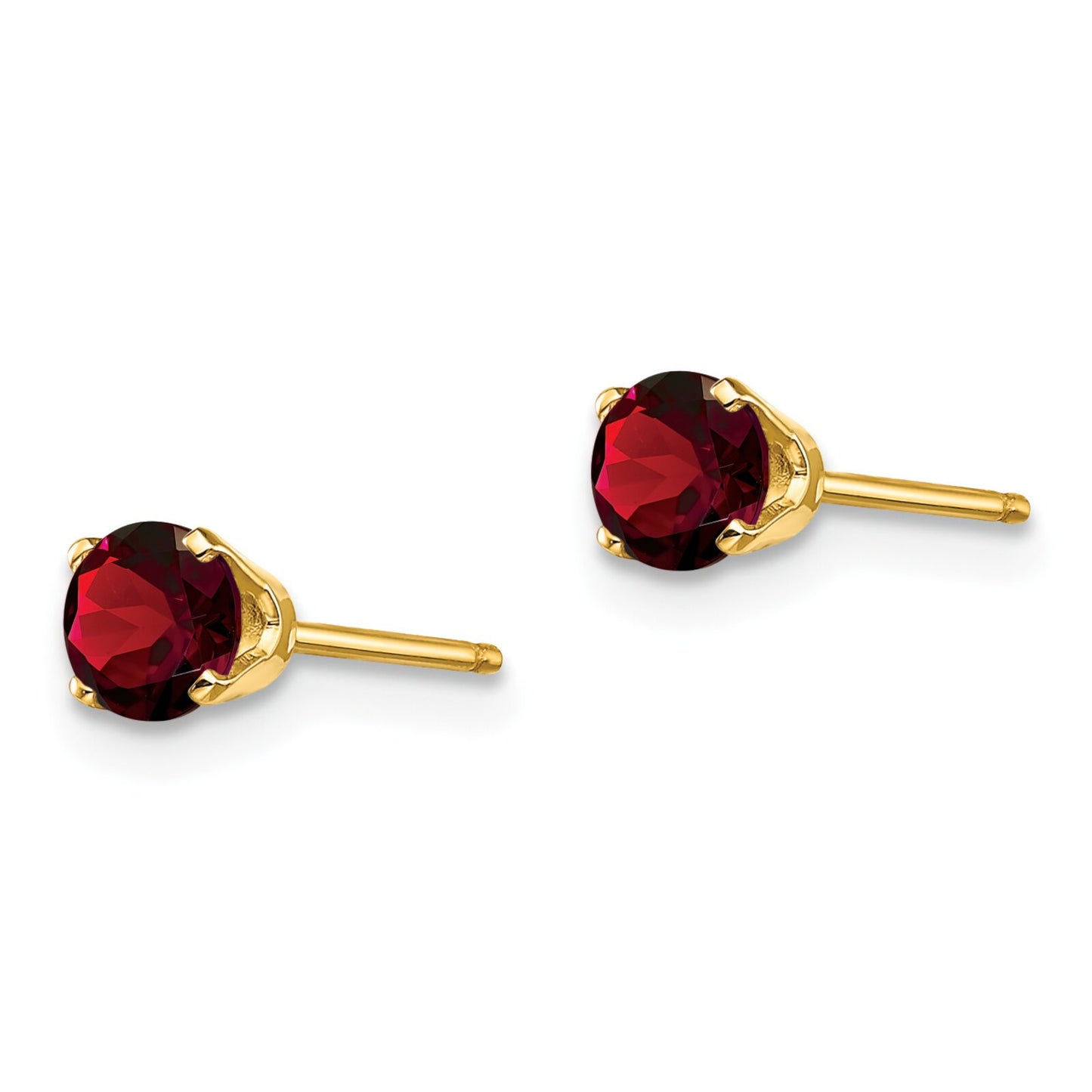 14K Gold Round January Garnet Stud Earrings 4mm