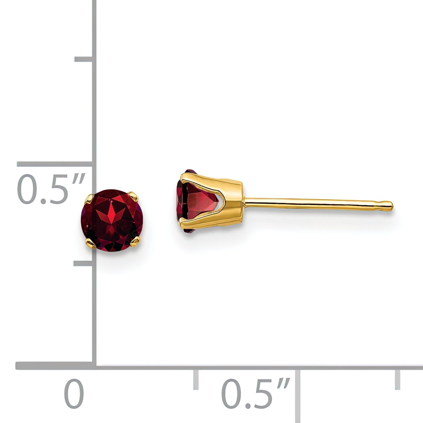 14K Gold Round January Garnet Stud Earrings 4mm