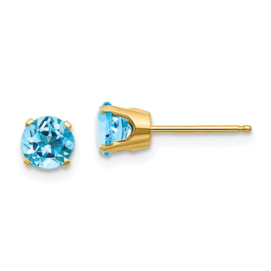 14K Gold Blue Topaz December Earrings