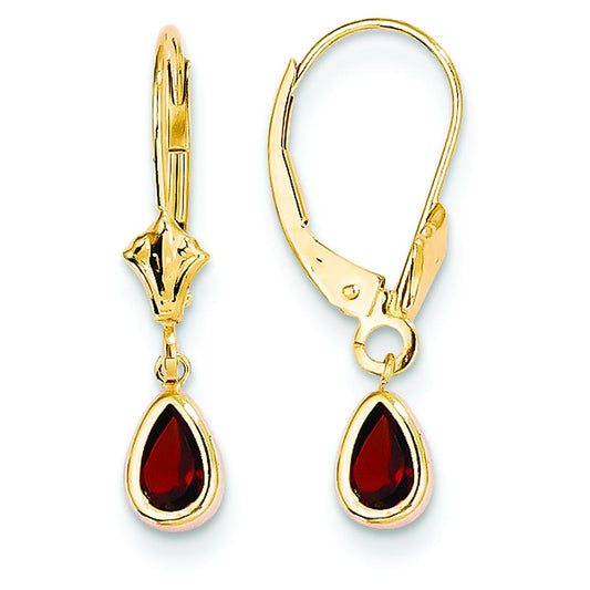 14K Gold Garnet January Earrings