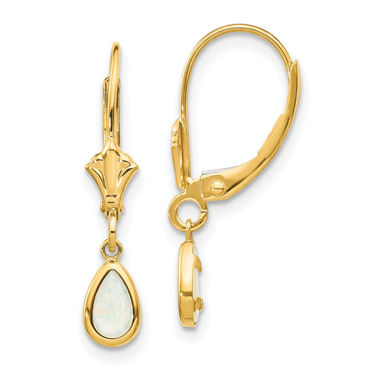 14K Gold Opal October Earrings