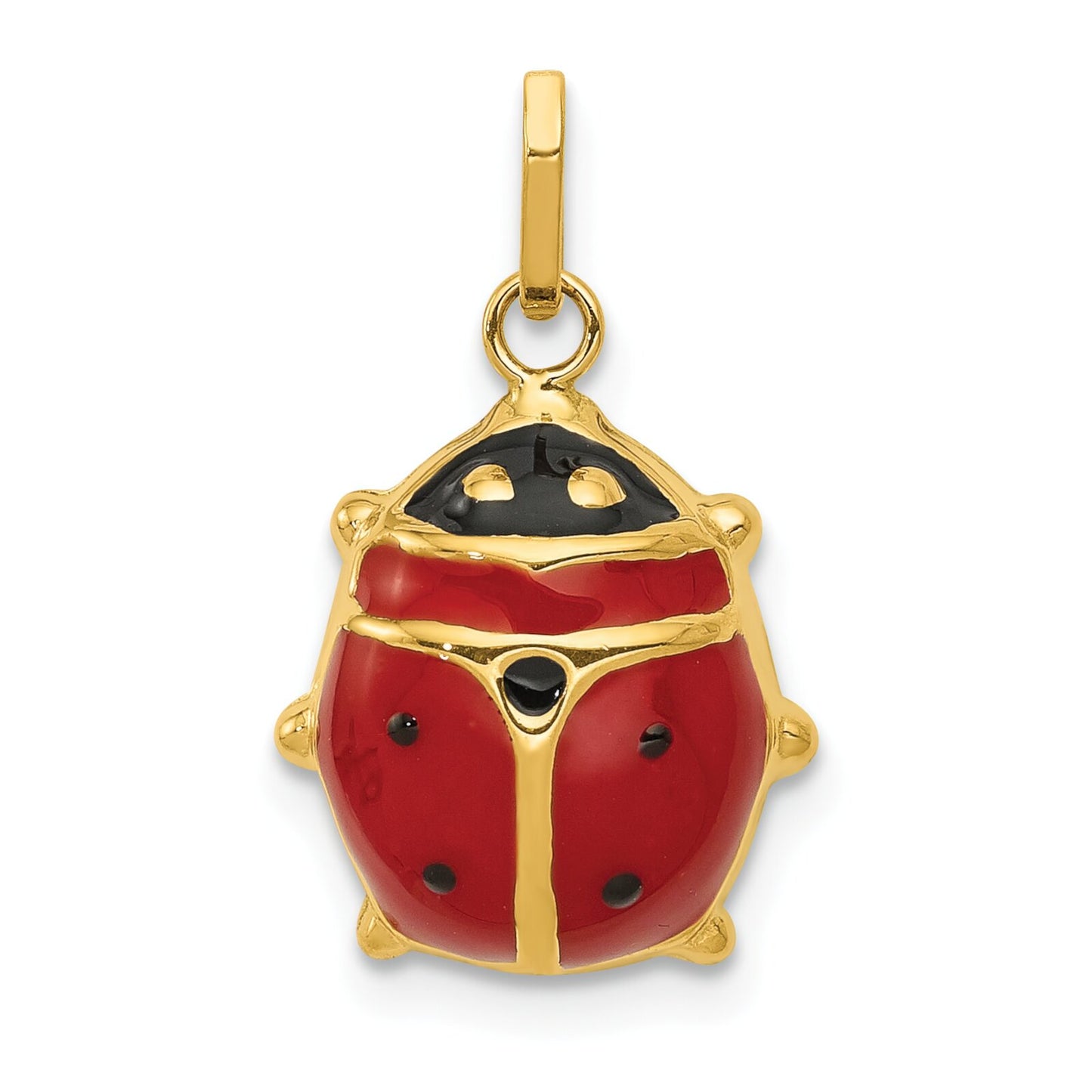 14K Gold Enameled Ladybug Charm