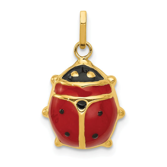 14K Gold Enameled Ladybug Charm