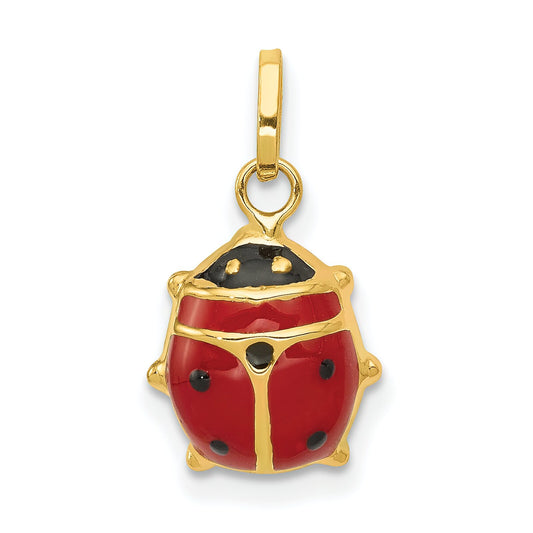 14K Gold Enameled Ladybug Charm