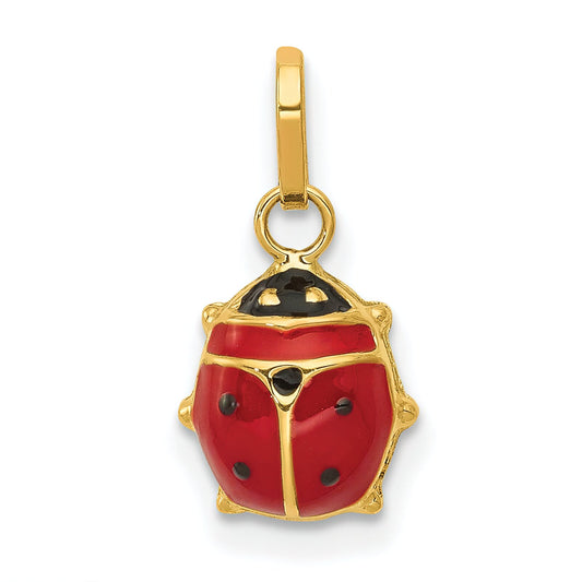 14K Gold Enameled Ladybug Charm