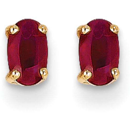 14K Gold Oval Ruby Stud Earrings