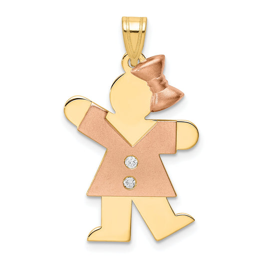14K Two Tone Gold The Kids Diamond Girl Charm