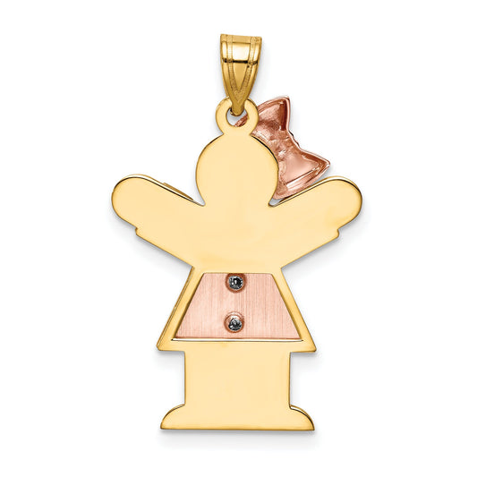 14K Two Tone Gold The Kids Diamond Girl Charm