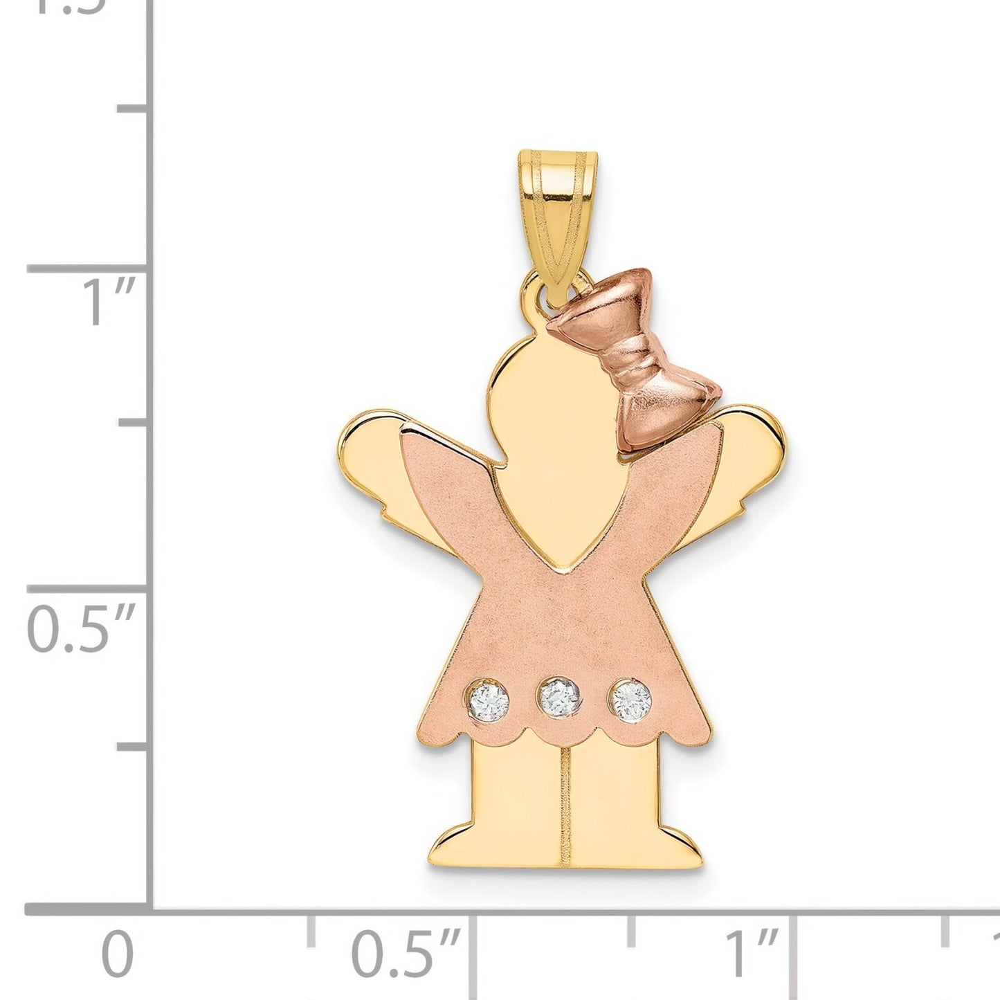 14K Two Tone Gold The Kids Diamond Girl Charm
