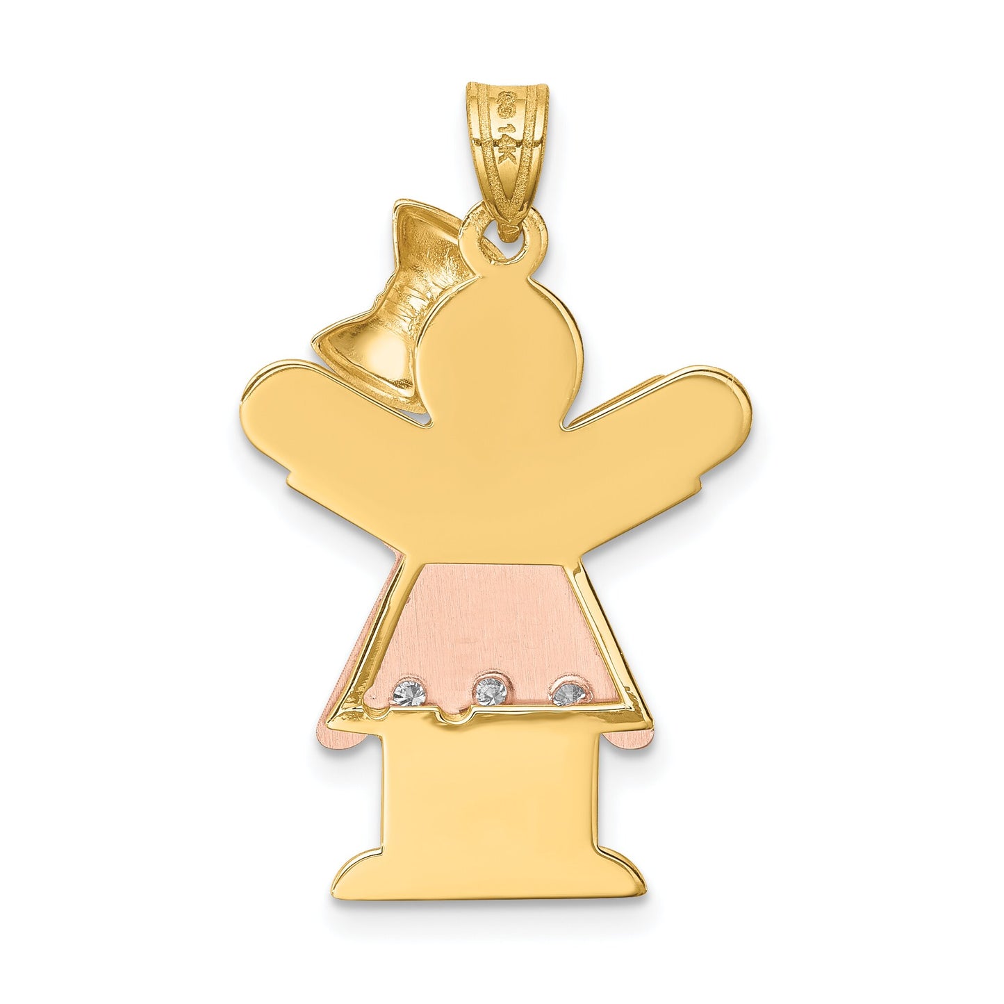 14K Two Tone Gold The Kids Diamond Girl Charm