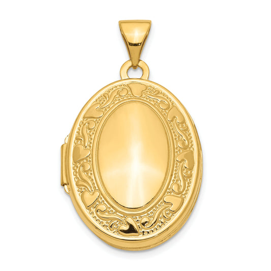 14K Gold Oval Scroll Locket