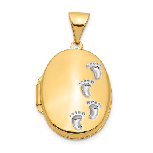 14K Gold Lords Footprints Locket