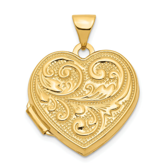14K Gold Scroll Love You Always Heart Locket