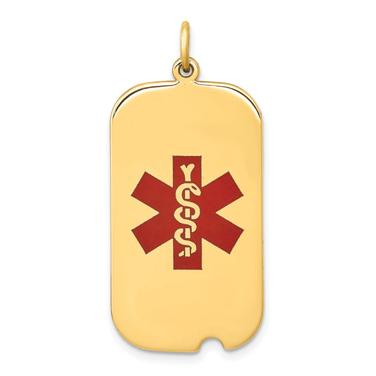 14K Gold Enamel Medical ID Dog Tag Charm Jewelry